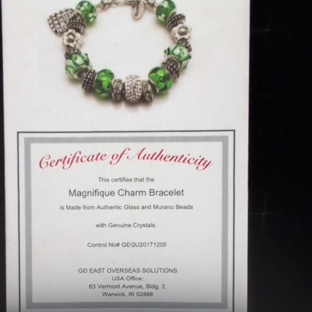 Green and Silver Beaded Bracelet - Picture 5 of 6